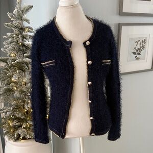 Chic Navy Women's sweater with Gold Accents